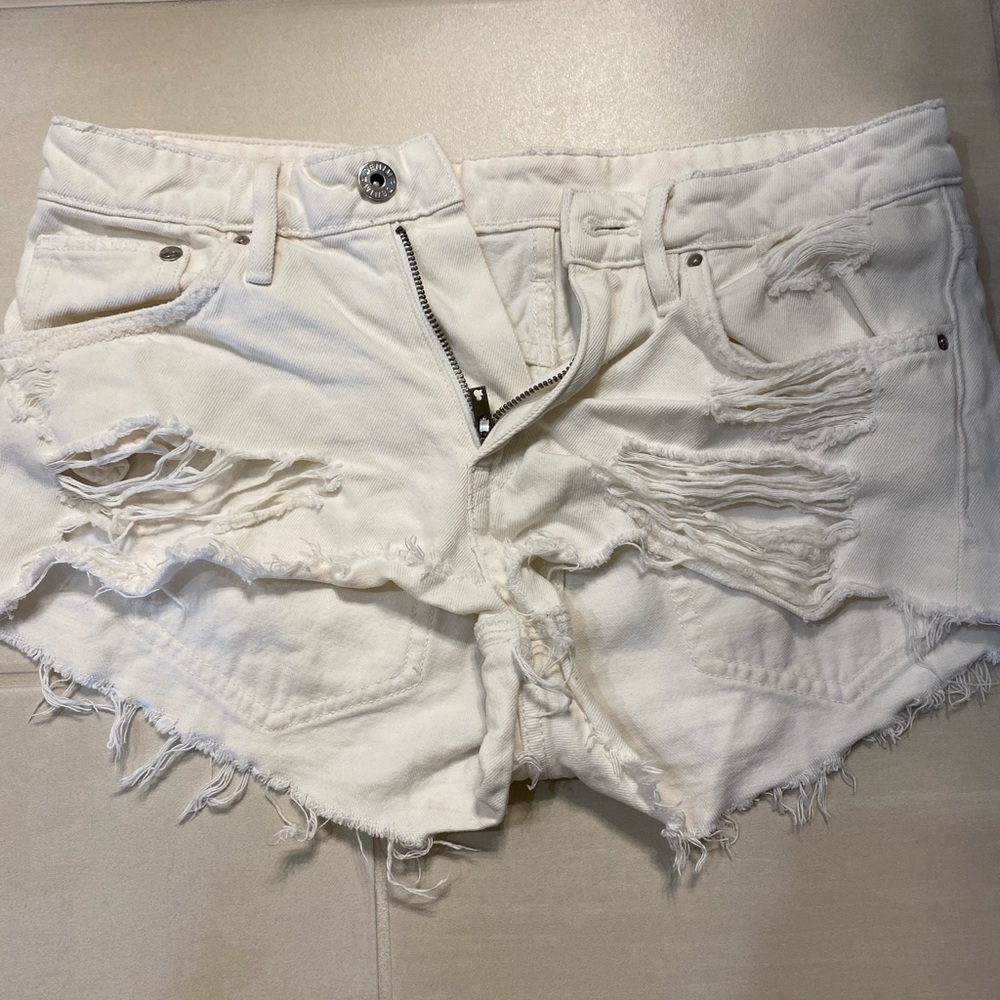 White jean shorts